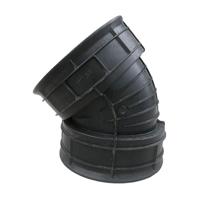 45 90 HDPE βαθμού τοποθετήσεις σωληνώσεων 300mm ζαρωμένος Caliber αγκώνας σωλήνων με το λαστιχένιο δαχτυλίδι