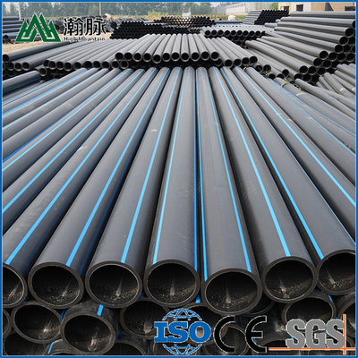 PE HDPE σωλήνες παροχής νερού μήκος ως απαιτήσεις του πελάτη μπλε ή μαύρο με μπλε λωρίδα